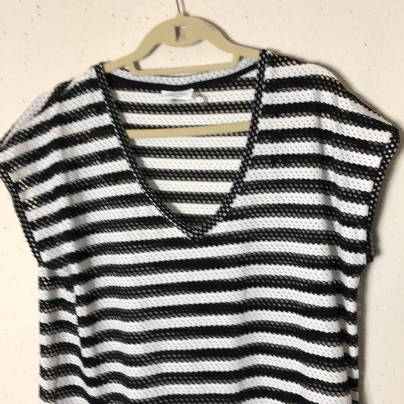 Calvin Klein Swim beach cover up in crochet in black and white PM - Picture 5 of 8